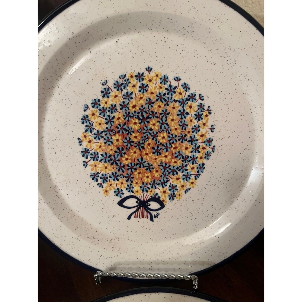 Pair of Diane Pinker Breman 1978 Hand-Painted Decorative Dinner Plates